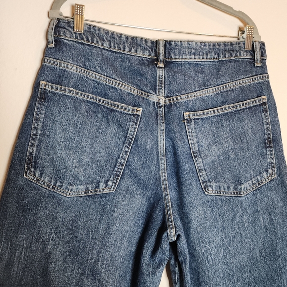 Zara Barrel Jeans Women's Size 10 Medium Wash Rigid Denim 29" Inseam Hi-Rise - Picture 6 of 16